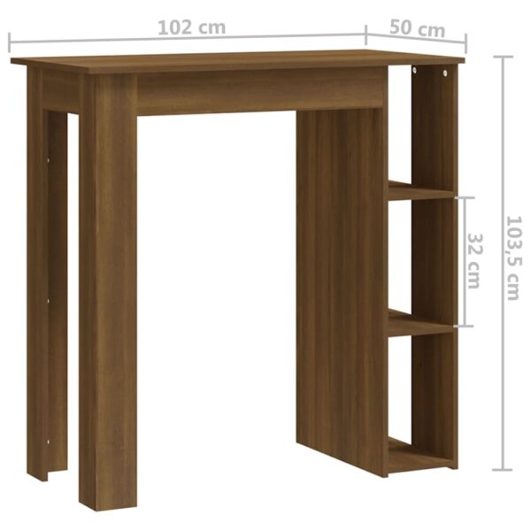 vidaXL Bar Table with Shelf Brown Oak 40.2"x19.7"x40.7" Engineered Wood - Image 7