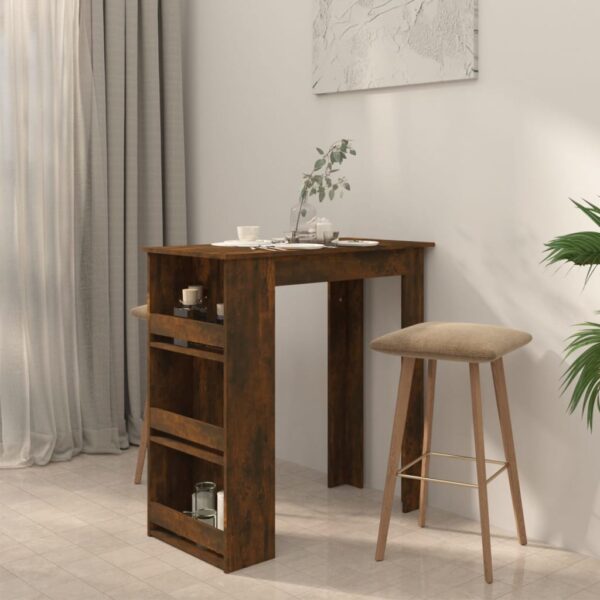 vidaXL Bar Table with Storage Rack Smoked Oak 40.2"x19.7"x40.7" Engineered Wood - Image 3