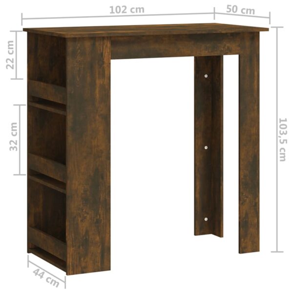 vidaXL Bar Table with Storage Rack Smoked Oak 40.2"x19.7"x40.7" Engineered Wood - Image 7