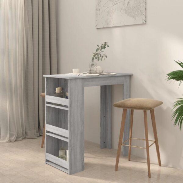 vidaXL Bar Table with Storage Rack Gray Sonoma 40.2"x19.7"x40.7" Engineered Wood - Image 3