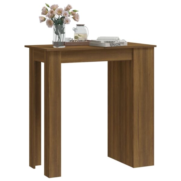 vidaXL Bar Table with Storage Rack Brown Oak 40.2"x19.7"x40.7" Engineered Wood - Image 4