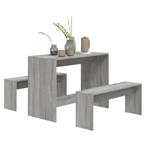 vidaXL 3 Piece Dining Set Gray Sonoma Engineered Wood - Image 4