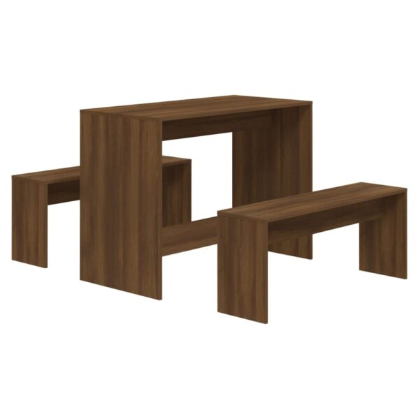 vidaXL 3 Piece Dining Set Brown Oak Engineered Wood - Image 2