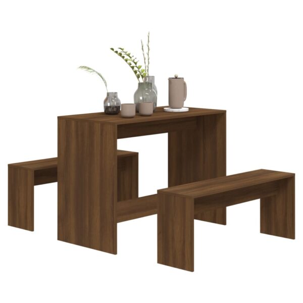 vidaXL 3 Piece Dining Set Brown Oak Engineered Wood - Image 4