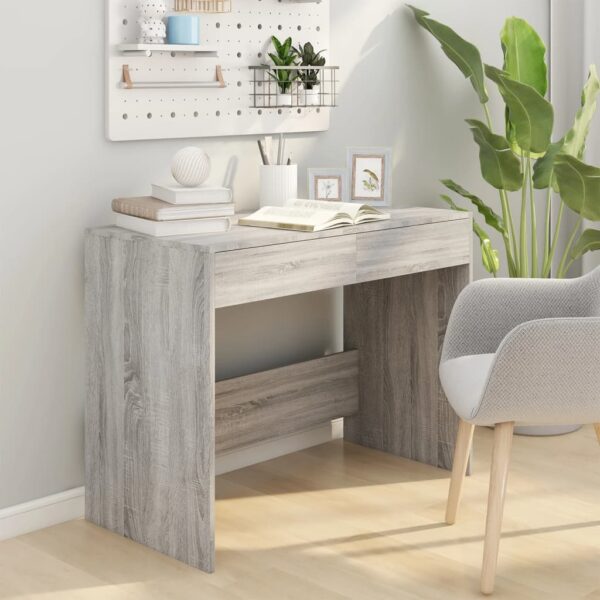 vidaXL Desk Gray Sonoma 39.8"x19.7"x30.1" Engineered Wood - Image 3