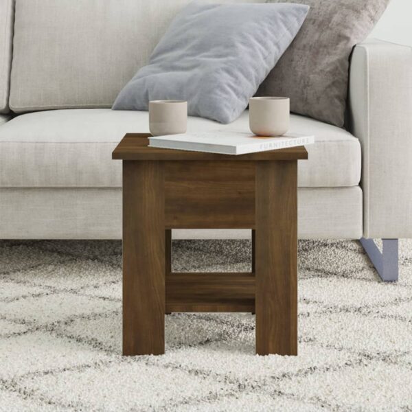 vidaXL Coffee Table Brown Oak 15.7"x15.7"x16.5" Engineered Wood - Image 3