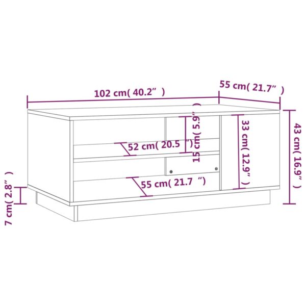 vidaXL Coffee Table Brown Oak 40.2"x21.7"x16.9" Engineered Wood - Image 7