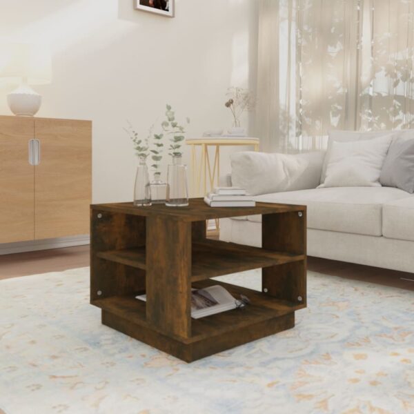 vidaXL Coffee Table Smoked Oak 21.7"x21.7"x16.9" Engineered Wood - Image 3