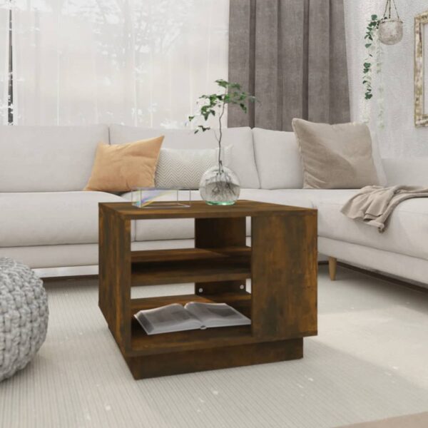 vidaXL Coffee Table Smoked Oak 21.7"x21.7"x16.9" Engineered Wood