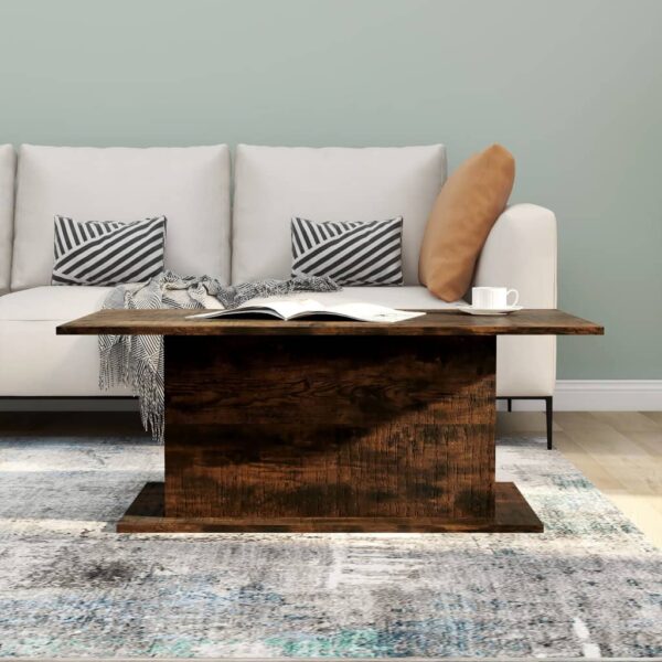 vidaXL Coffee Table Smoked Oak 40.2"x21.9"x15.7" Engineered Wood - Image 4