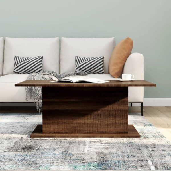 vidaXL Coffee Table Brown Oak 40.2"x21.9"x15.7" Engineered Wood - Image 4