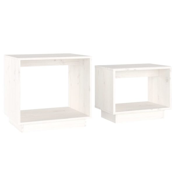 vidaXL Nesting Coffee Tables 2 pcs White Solid Wood Pine - Image 2