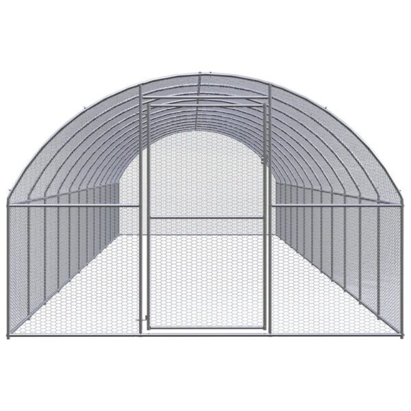 vidaXL Outdoor Chicken Coop 9.8'x39.4'x6.6' Galvanized Steel - Image 2