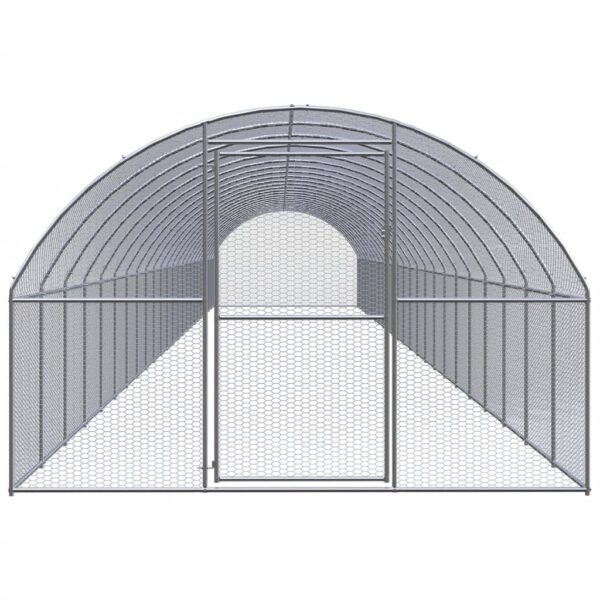 vidaXL Outdoor Chicken Coop 9.8'x78.7'x6.6' Galvanized Steel - Image 2