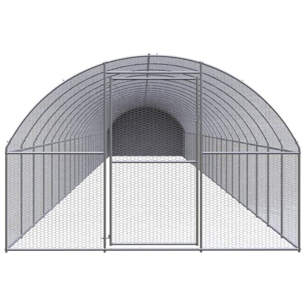 vidaXL Outdoor Chicken Coop 9.8'x78.7'x6.6' Galvanized Steel - Image 2