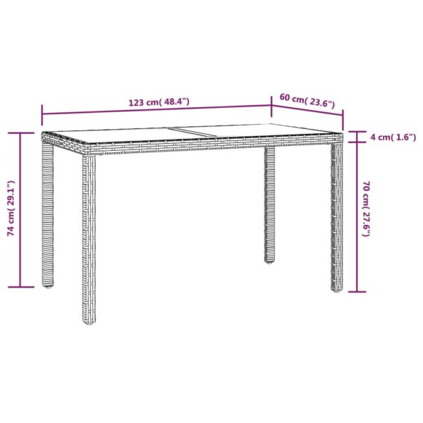 vidaXL 3 Piece Patio Dining Set with Cushions Poly Rattan Gray - Image 8