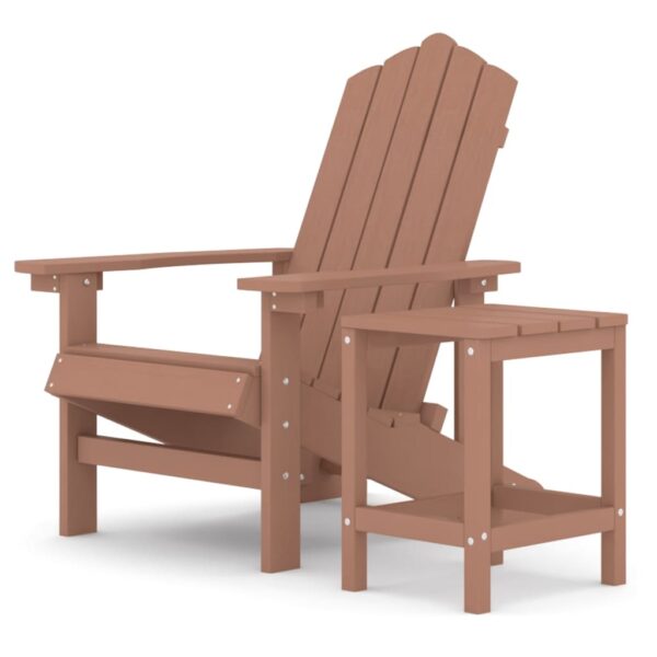 vidaXL Patio Adirondack Chair with Table HDPE Brown - Image 2