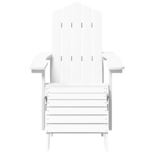 vidaXL Patio Adirondack Chair with Footstool & Table HDPE White - Image 4