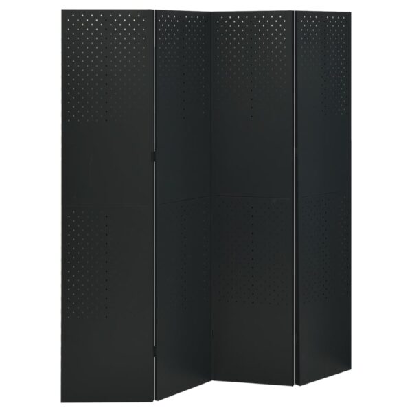 vidaXL 4-Panel Room Dividers 2 pcs Black 63"x70.9" Steel - Image 2