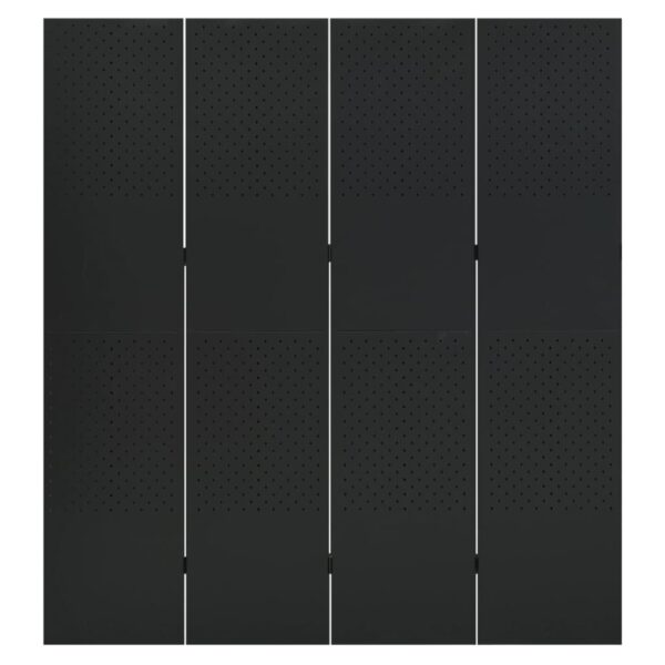 vidaXL 4-Panel Room Dividers 2 pcs Black 63"x70.9" Steel - Image 4