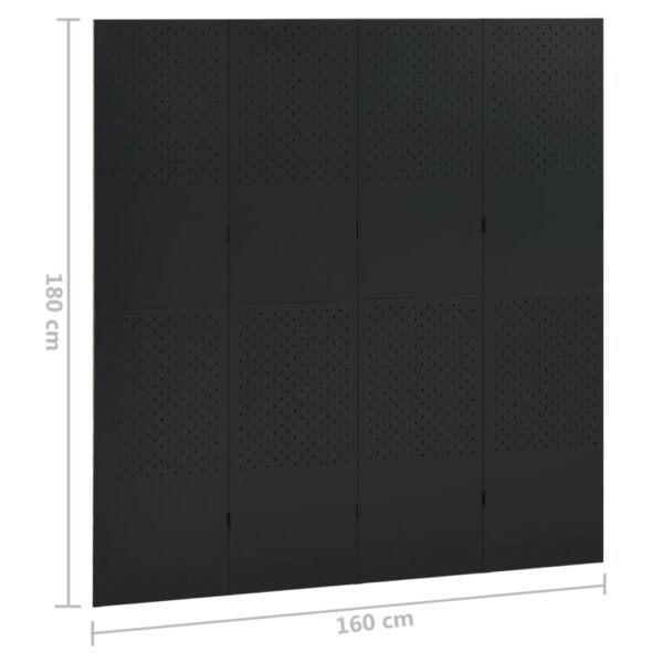 vidaXL 4-Panel Room Dividers 2 pcs Black 63"x70.9" Steel - Image 7