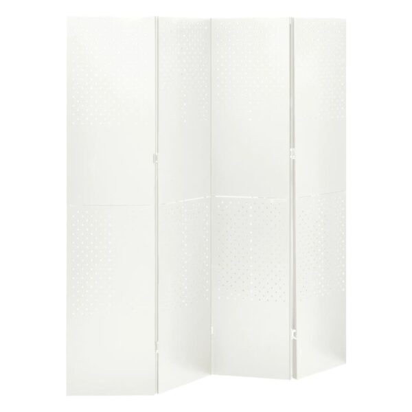 vidaXL 4-Panel Room Dividers 2 pcs White 63"x70.9" Steel - Image 2