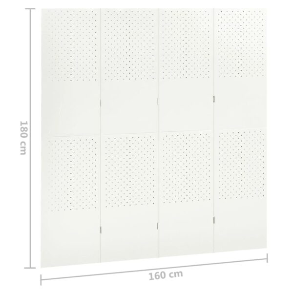 vidaXL 4-Panel Room Dividers 2 pcs White 63"x70.9" Steel - Image 7