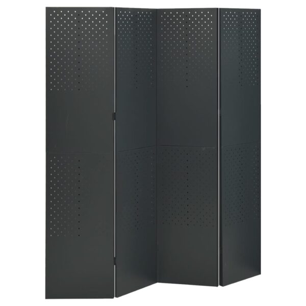 vidaXL 4-Panel Room Dividers 2 pcs Anthracite 63"x70.9" Steel - Image 2