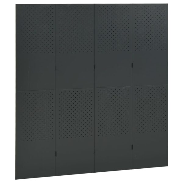 vidaXL 4-Panel Room Dividers 2 pcs Anthracite 63"x70.9" Steel - Image 3