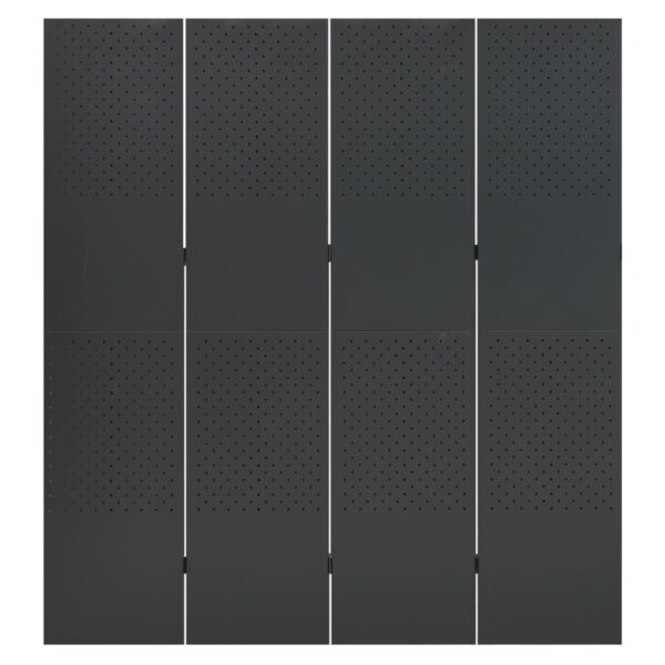 vidaXL 4-Panel Room Dividers 2 pcs Anthracite 63"x70.9" Steel - Image 4