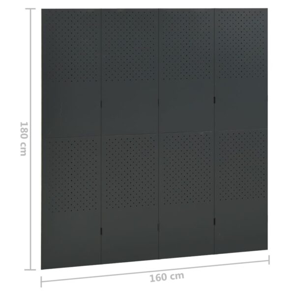 vidaXL 4-Panel Room Dividers 2 pcs Anthracite 63"x70.9" Steel - Image 7