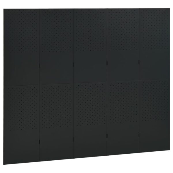 vidaXL 5-Panel Room Dividers 2 pcs Black 78.7"x70.9" Steel - Image 3