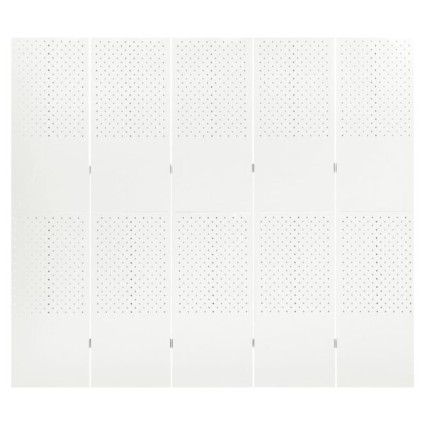 vidaXL 5-Panel Room Dividers 2 pcs White 78.7"x70.9" Steel - Image 4