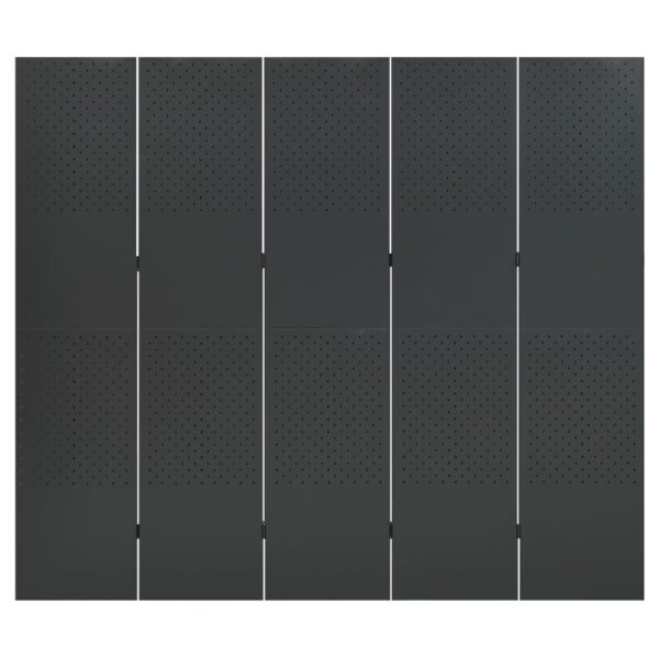 vidaXL 5-Panel Room Dividers 2 pcs Anthracite 78.7"x70.9" Steel - Image 4