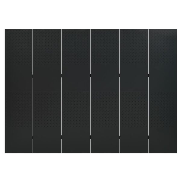 vidaXL 6-Panel Room Dividers 2 pcs Black 94.5"x70.9" Steel - Image 4