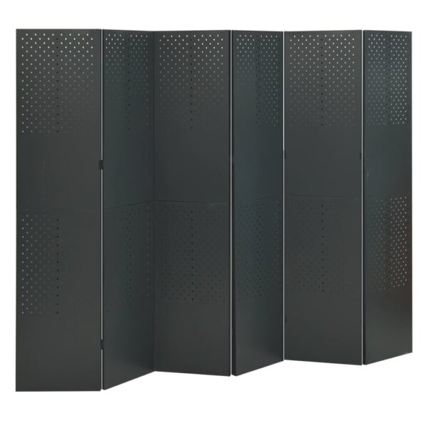 vidaXL 6-Panel Room Dividers 2 pcs Anthracite 94.5"x70.9" Steel - Image 2