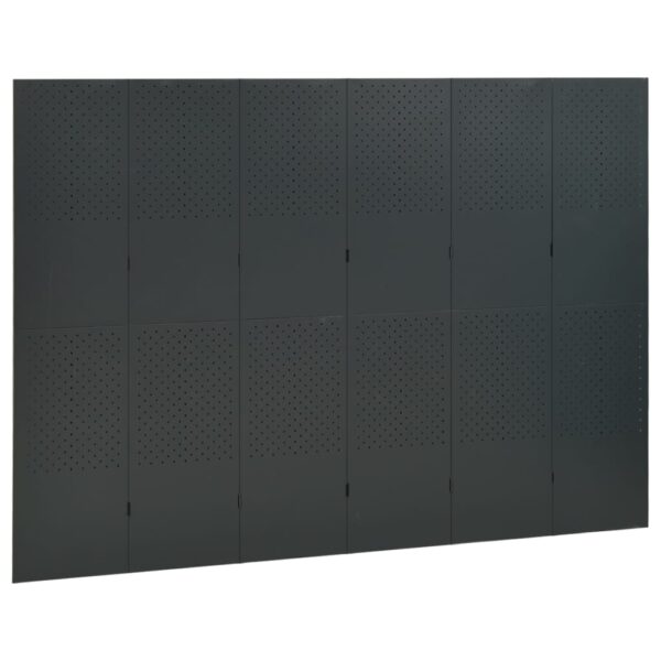 vidaXL 6-Panel Room Dividers 2 pcs Anthracite 94.5"x70.9" Steel - Image 3