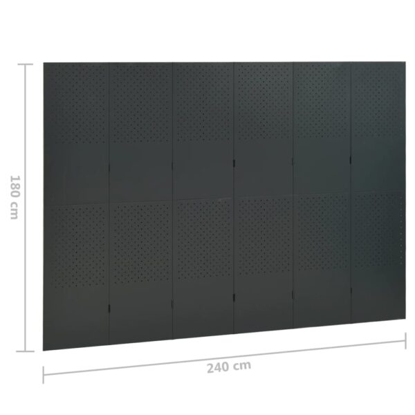 vidaXL 6-Panel Room Dividers 2 pcs Anthracite 94.5"x70.9" Steel - Image 7