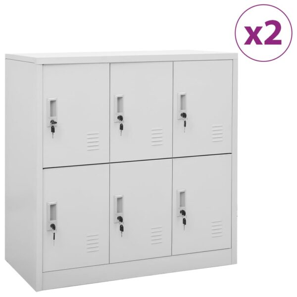 vidaXL Locker Cabinets 2 pcs Light Gray 35.4"x17.7"x36.4" Steel