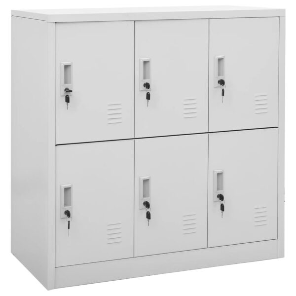 vidaXL Locker Cabinets 2 pcs Light Gray 35.4"x17.7"x36.4" Steel - Image 2