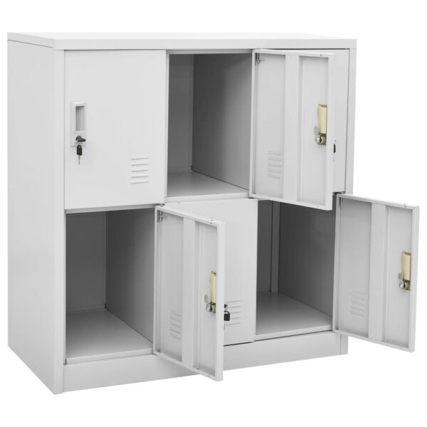 vidaXL Locker Cabinets 2 pcs Light Gray 35.4"x17.7"x36.4" Steel - Image 6