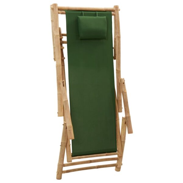 vidaXL Deck Chair Bamboo and Canvas Green - Image 6