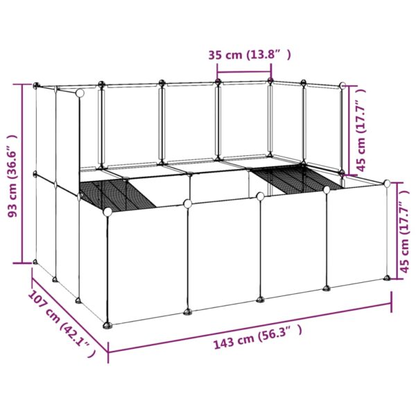 vidaXL Small Animal Cage Black 56.3"x42.1"x36.6" PP and Steel - Image 8