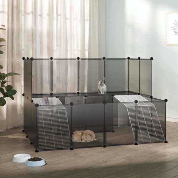 vidaXL Small Animal Cage Black 56.3"x42.1"x36.6" PP and Steel