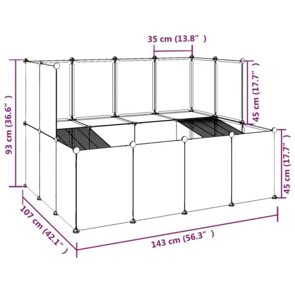 vidaXL Small Animal Cage Transparent 56.3"x42.1"x36.6" PP and Steel - Image 8