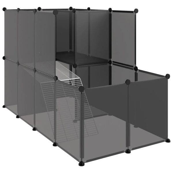 vidaXL Small Animal Cage Black 55.9"x29.1"x36.6" PP and Steel - Image 2