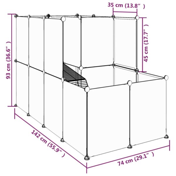 vidaXL Small Animal Cage Transparent 55.9"x29.1"x36.6" PP and Steel - Image 8