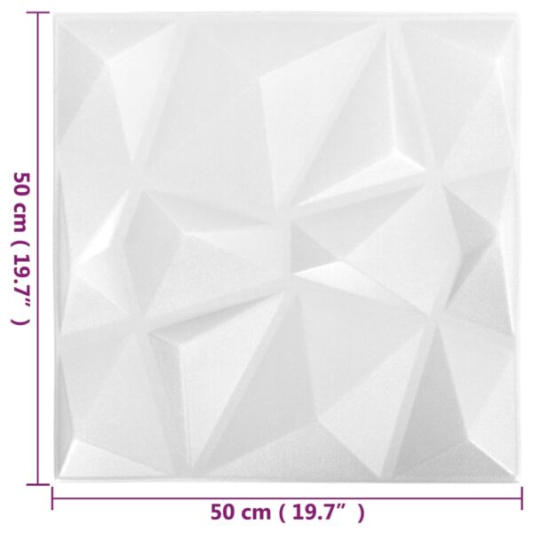 vidaXL 3D Wall Panels 24 pcs 19.7"x19.7" Diamond White 64.6 ftÂ² - Image 6