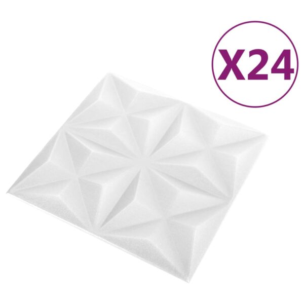 vidaXL 3D Wall Panels 24 pcs 19.7"x19.7" Origami White 64.6 ftÂ² - Image 3