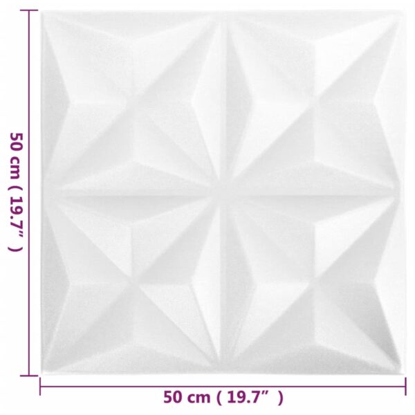 vidaXL 3D Wall Panels 24 pcs 19.7"x19.7" Origami White 64.6 ftÂ² - Image 6